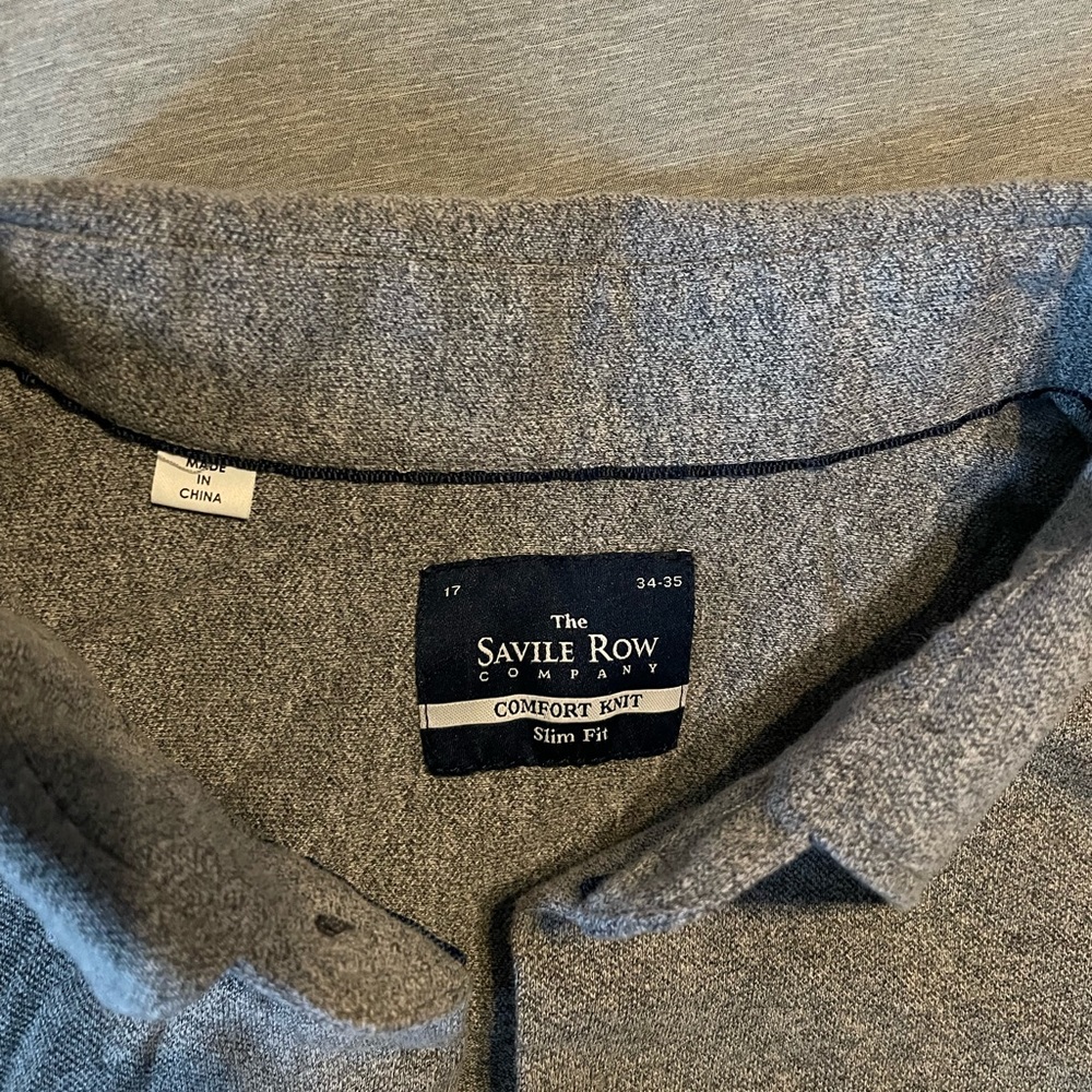 Men’s Savile Row Comfort Knit Grey Heather Dress Shirt. Size 17 34/35. NWOT.